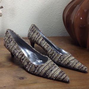 Jaime Mascaro Pointed Tweed Kitten Heels